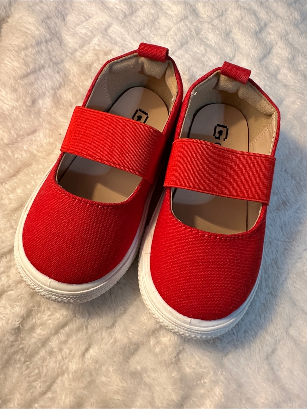 Kids Red Canvas Mary Jane Sneakers- size 6